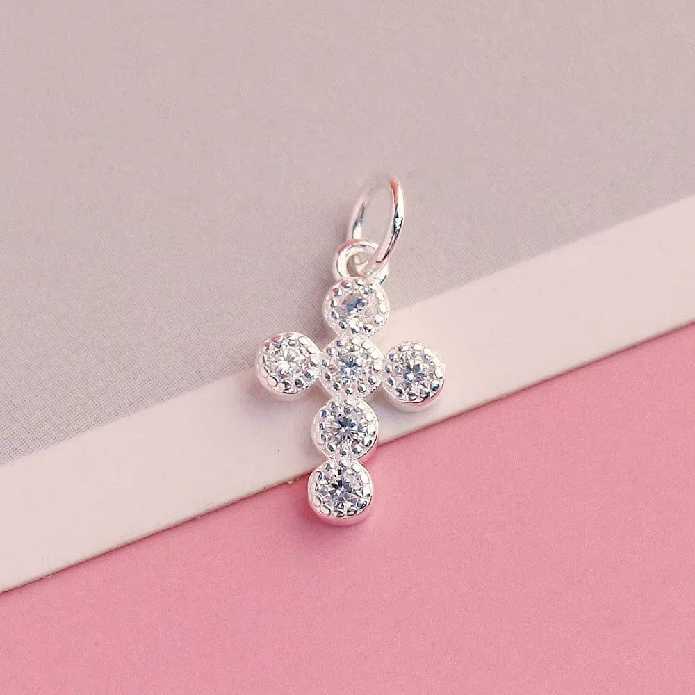 Sterling Sølv 925 Kors Vedhæng Med Klare Zirkronia Sten - Uniq Perler - 114401