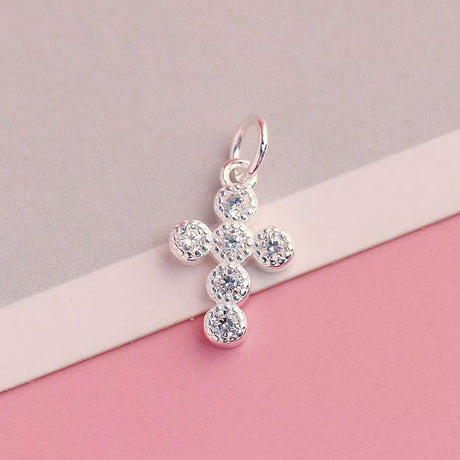 Sterling Sølv 925 Kors Vedhæng Med Klare Zirkronia Sten - Uniq Perler - 114401