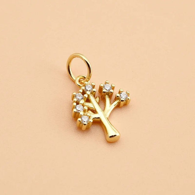 Sterling Sølv 925 Livets Træ Vedhæng Med Zirkonia Sten, Forgyldt, 8x6mm - Uniq Perler - 111819