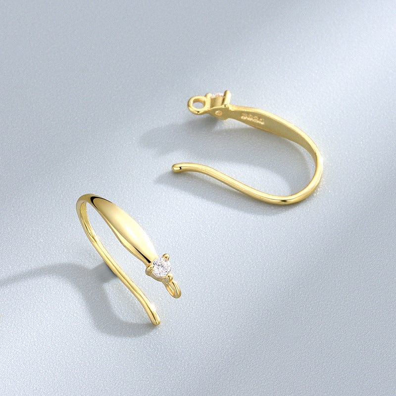Sterling Sølv 925 Ørekrog Med Zirkonia Sten, Forgyldt, (14x2,6mm) - Uniq Perler - 0001489647