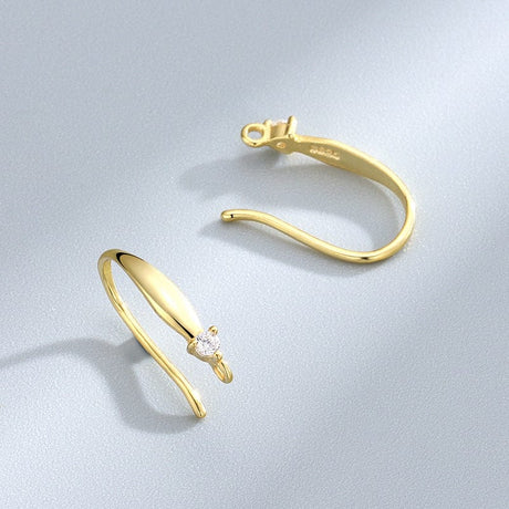 Sterling Sølv 925 Ørekrog Med Zirkonia Sten, Forgyldt, (14x2,6mm) - Uniq Perler - 0001489647