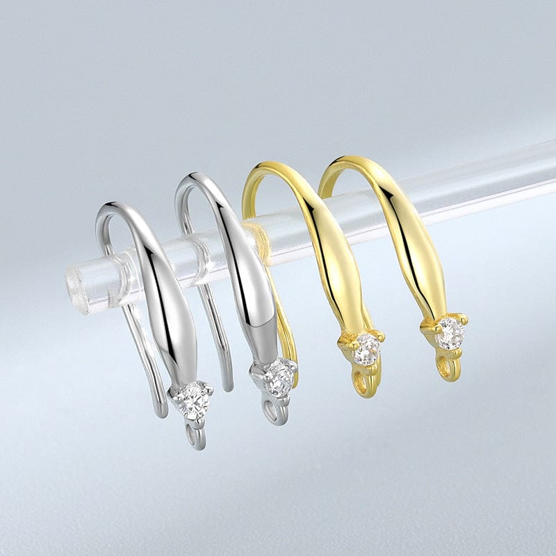 Sterling Sølv 925 Ørekrog Med Zirkonia Sten, Forgyldt, (14x2,6mm) - Uniq Perler - 0001489647