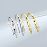 Sterling Sølv 925 Ørekrog Med Zirkonia Sten, Forgyldt, (14x2,6mm) - Uniq Perler - 0001489647