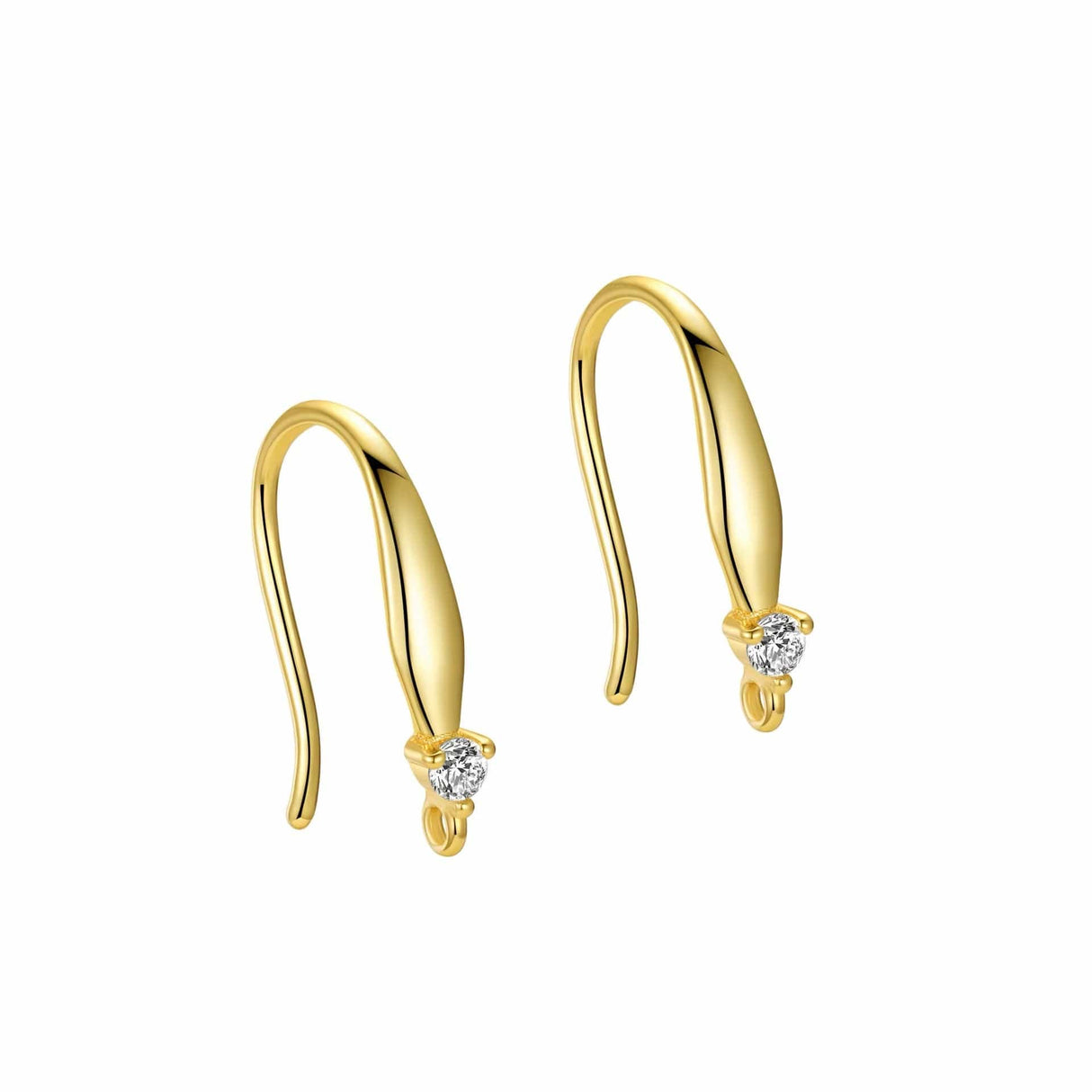 Sterling Sølv 925 Ørekrog Med Zirkonia Sten, Forgyldt, (14x2,6mm) - Uniq Perler - 0001489647