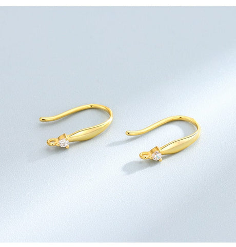 Sterling Sølv 925 Ørekrog Med Zirkonia Sten, Forgyldt, (14x2,6mm) - Uniq Perler - 0001489647