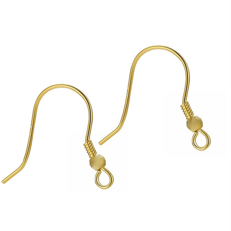 Sterling Sølv 925 Ørekroge, Forgyldt, (19mm) - Uniq Perler - 111653