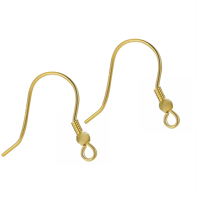 Sterling Sølv 925 Ørekroge, Forgyldt, (19mm) - Uniq Perler - 111653