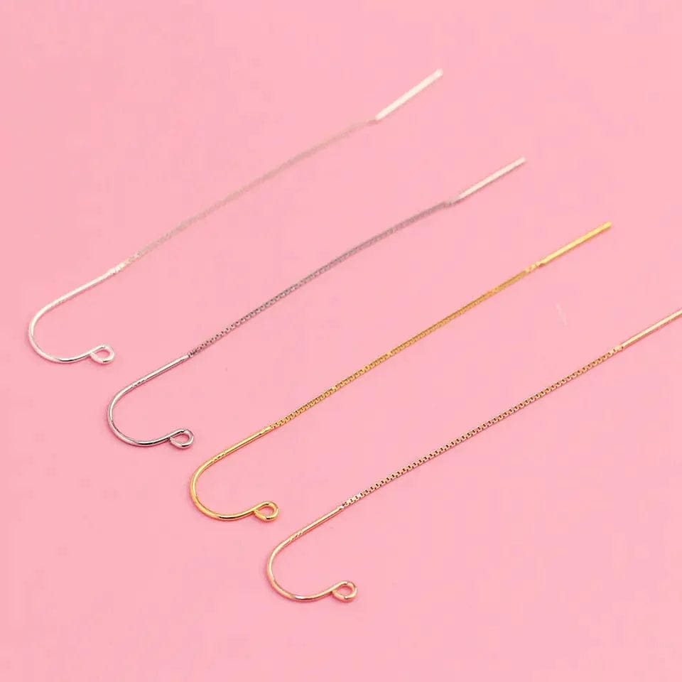 Sterling Sølv 925 Ørekroge Med Kæde, (65mm) - Uniq Perler - 284838