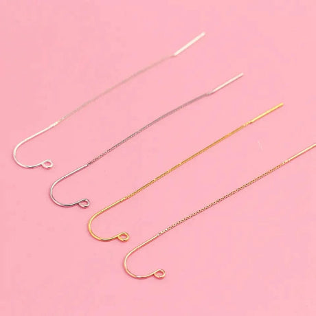 Sterling Sølv 925 Ørekroge Med Kæde, (65mm) - Uniq Perler - 284838