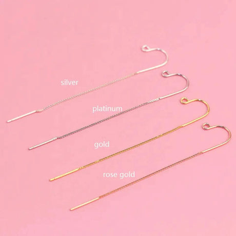 Sterling Sølv 925 Ørekroge Med Kæde, (65mm) - Uniq Perler - 284838