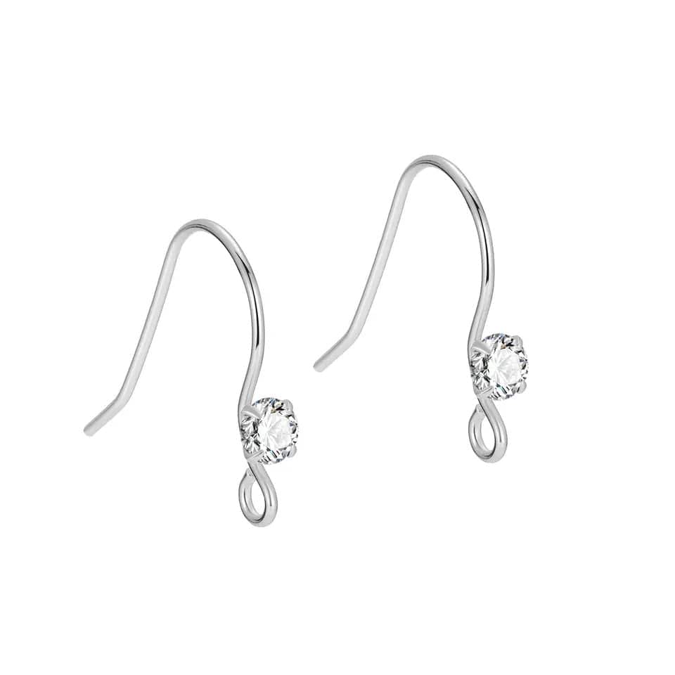 Sterling Sølv 925 Ørekroge Med Klar Zirkonia Sten - Uniq Perler - 614291