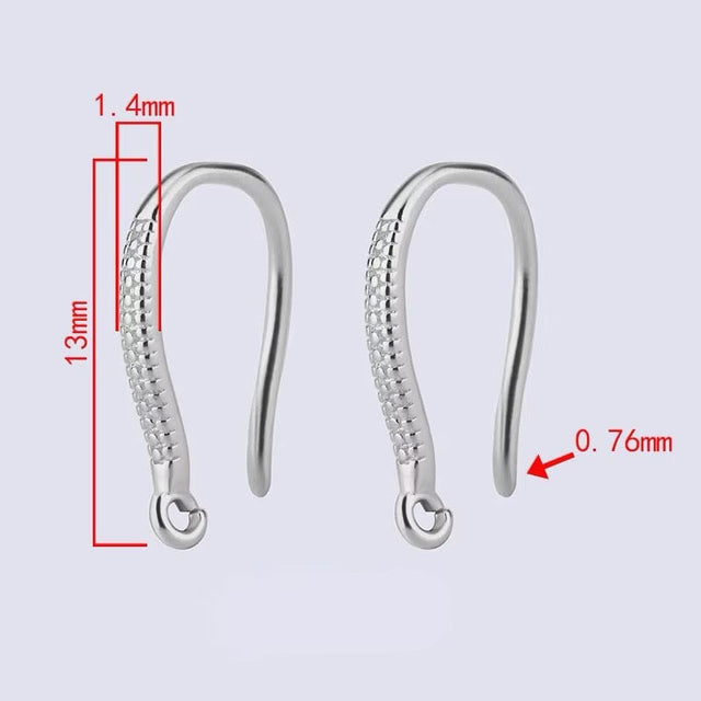 Sterling Sølv 925 Ørekroge Med Mønster, (13mm) - Uniq Perler - 114410