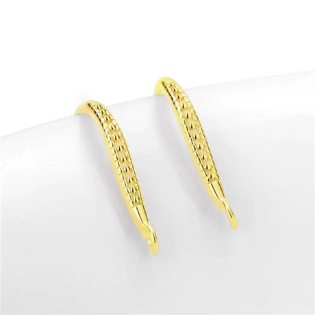 Sterling Sølv 925 Ørekroge Med Mønster, Forgyldt, (16mm) - Uniq Perler - 7534678