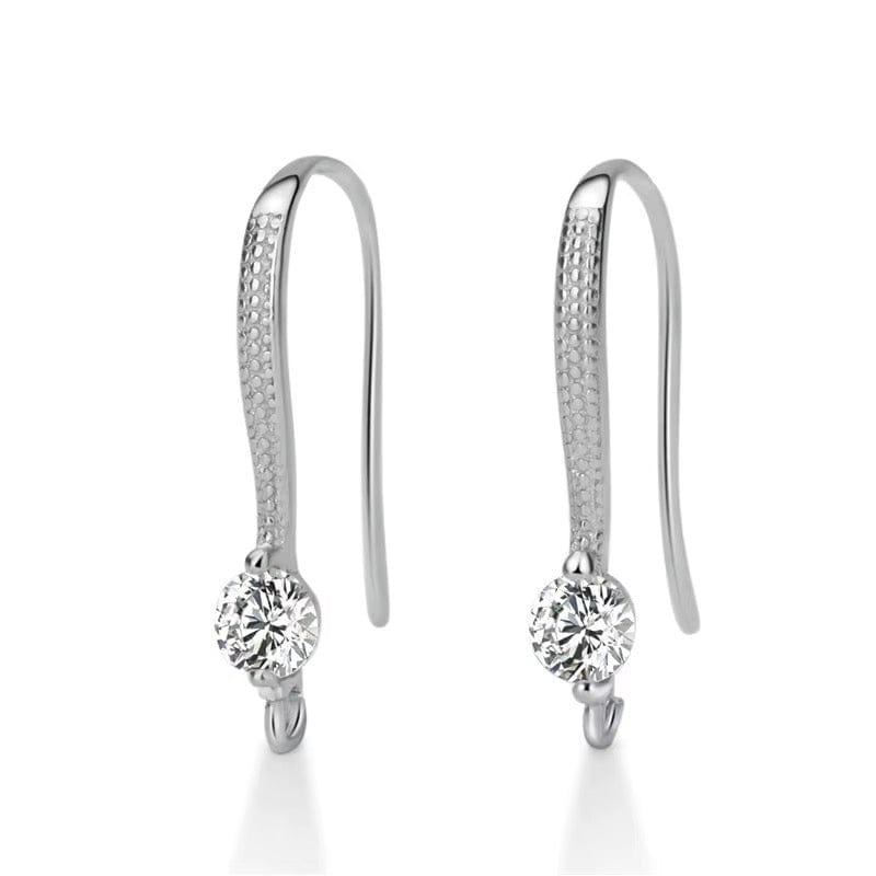 Sterling Sølv 925 Ørekroge Med Mønster Og Zirkonia Sten - Uniq Perler - 114408