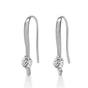 Sterling Silber 925 Ohrhaken Mit Muster und Zirkonia-Steinen - Uniq Perler - 114408