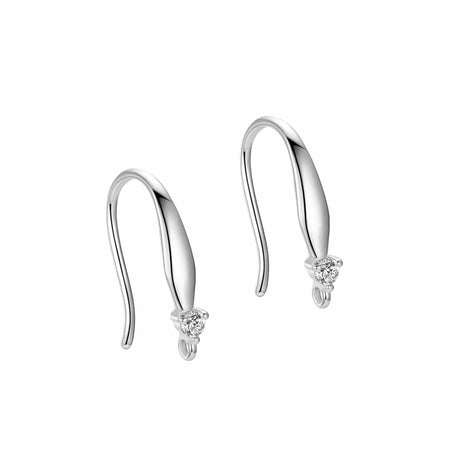 Sterling Sølv 925 Ørekroge Med Zirkonia Sten,( 14x2,6mm) - Uniq Perler - 114406