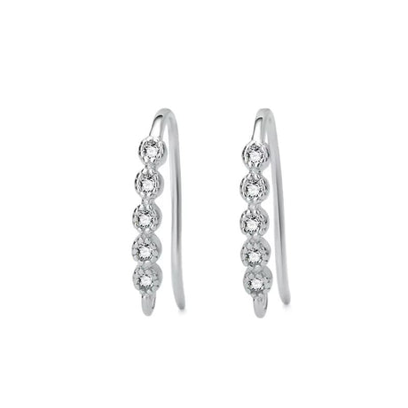 Sterling Sølv 925 Ørekroge Med Zirkonia Sten,( 15mm) - Uniq Perler - 114412