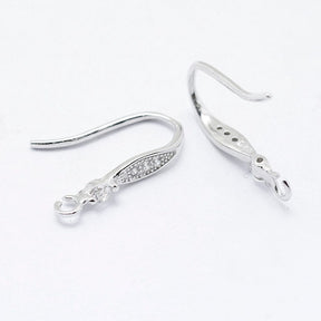 Sterling Silber 925 Ohrhaken Mit Zirkonia-Steinen, (17x2,5mm) - Uniq Perler - 111651