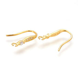 Sterling Sølv 925 Ørekroge Med Zirkonia Sten, Forgyldt, (17x2,5mm) - Uniq Perler - 111652