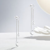 Sterling Sølv 925 Ørestikkere Med Kæde Vedhæng - Uniq Perler - 562840