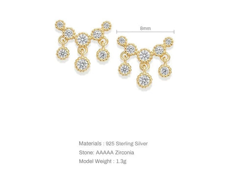 Sterling Sølv 925 Ørestikkere Med Zirkonia Sten, Forgyldt, Ca. 8mm - Uniq Perler - 1111490127