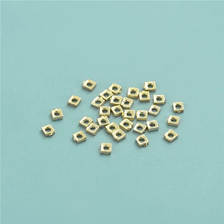 Sterling Sølv 925 Perler, Forgyldt, Flade, Kantet, 2,5mm, 10 Stk - Uniq Perler - 2456777