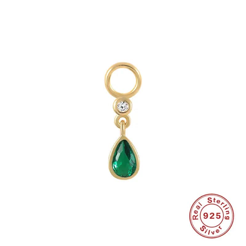 Sterling Sølv 925 Vedhæng Med Grøn Zirkonia Sten, Forgyldt - Uniq Perler - 129543
