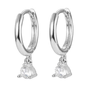 Sterling Silver Hoops with Pendant - Uniq Perler - 1111490063