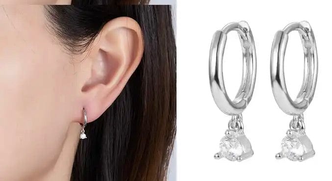 Sterling Sølv Creoler Med Vedhæng - Uniq Perler - 1111490063