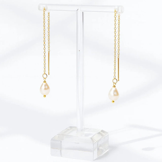 Sterling sølv ørekæde med ferskvandsperle (70 mm) - Uniq Perler - 115152