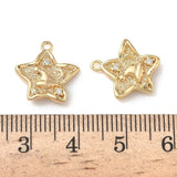 Stjerne med Zirkonia sten, Langtidsholdbar Forgyldning (14x14.5x2.5mm) 2 stk - Uniq Perler - 