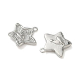 Stjerne med Zirkonia sten, Langtidsholdbar Platinbelagt (14x14.5x2.5mm) 2 stk - Uniq Perler - 