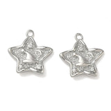 Stjerne med Zirkonia sten, Langtidsholdbar Platinbelagt (14x14.5x2.5mm) 2 stk - Uniq Perler - 