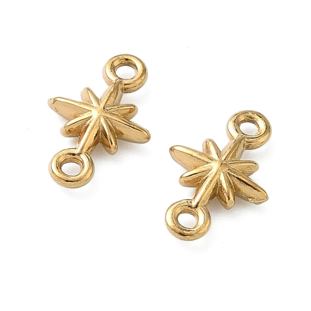 Stjerne Mellemled – 18K Forgyldt Vandfast Stål (9.5mm) 4 stk. - Uniq Perler - 117822