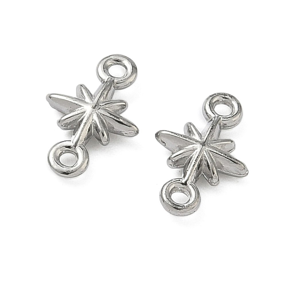 Stjerne Mellemled –Vandfast Stål (9.5mm) 4 stk. - Uniq Perler - 117824