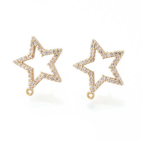 Stern-Ohrstecker – Klare Zirkonia, 18K Vergoldet (14,5x13,5mm) - Uniq Perler - 