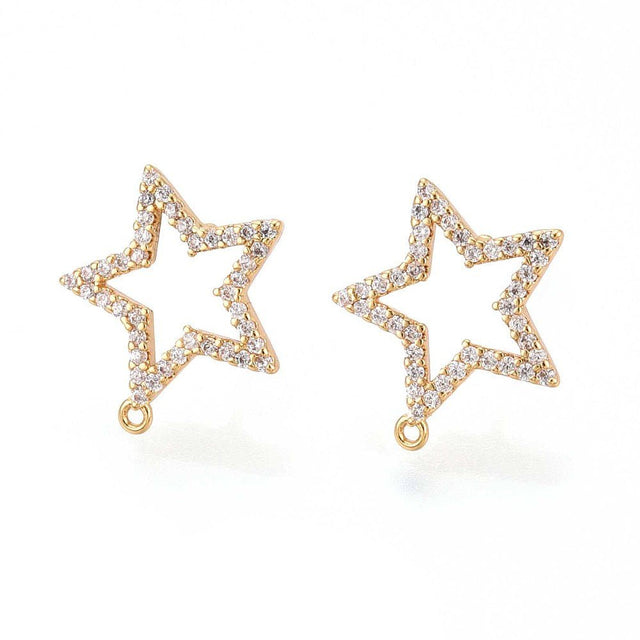 Stjerne Ørestikkere – Klare Zirkonia, 18K Forgyldt (14,5x13,5mm) - Uniq Perler - 