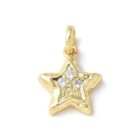 Star Pendant, 18K Long-Lasting Gold Plated, (13.5x15.5mm) - Uniq Perler - 792848