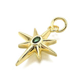 Stjerne Vedhæng Med Grøn Zirkonia Sten, Langtidsholdbar Forgyldt, (19x12mm) - Uniq Perler - 114591