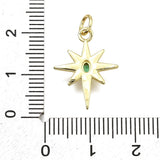 Stjerne Vedhæng Med Grøn Zirkonia Sten, Langtidsholdbar Forgyldt, (19x12mm) - Uniq Perler - 114591