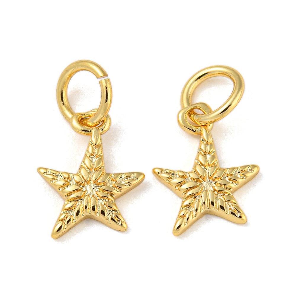 Stjerne Vedhæng Med Struktur, 18K Langtidsholdbar Forgyldt, 10x8mm - Uniq Perler - 112066
