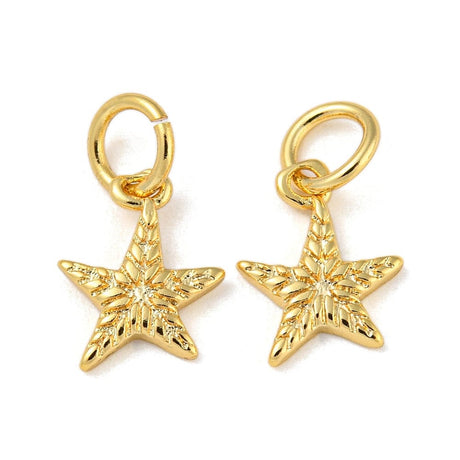 Stjerne Vedhæng Med Struktur, 18K Langtidsholdbar Forgyldt, 10x8mm - Uniq Perler - 112066