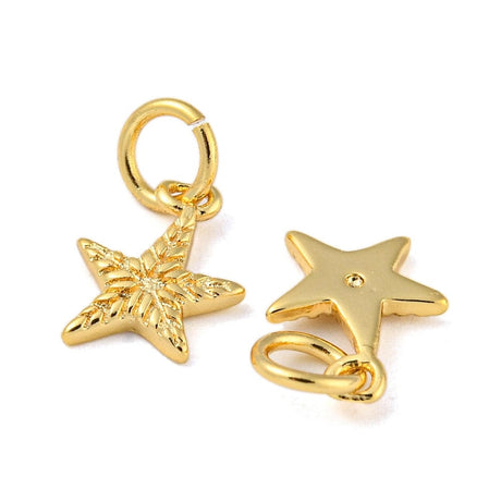Stjerne Vedhæng Med Struktur, 18K Langtidsholdbar Forgyldt, 10x8mm - Uniq Perler - 112066