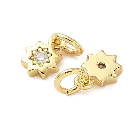 Stjerne Vedhæng Med Zirkonia – 18K Langtidsholdbar Forgyldt (8x6mm) 2 stk - Uniq Perler - 115708