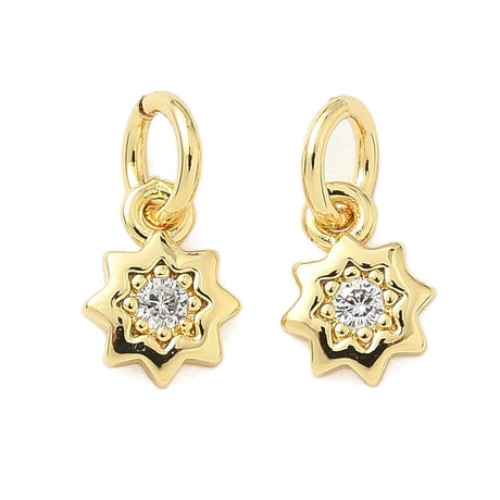 Stjerne Vedhæng Med Zirkonia – 18K Langtidsholdbar Forgyldt (8x6mm) 2 stk - Uniq Perler - 115708