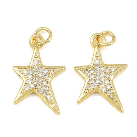 Stjerne Vedhæng Med Zirkonia – Langtidsholdbar 18K Forgyldt Messing (20x13x1,5mm) - Uniq Perler - 125722