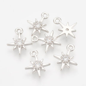 Star Pendant With Zirconia Stones, 10.5x8.5mm - Uniq Perler - 481849