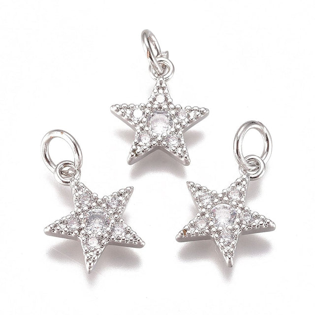 Stjerne Vedhæng Med Zirkonia Sten, 12x10 mm - Uniq Perler - 921783
