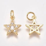 Stjerne Vedhæng Med Zirkonia Sten, 18K Langtidsholdbar Forgyldning, 12x10 mm - Uniq Perler - 637848