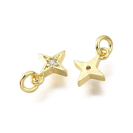 Stjerne Vedhæng Med Zirkonia Sten, 18K Langtidsholdbar Forgyldt, (7x9mm) - Uniq Perler - 114736